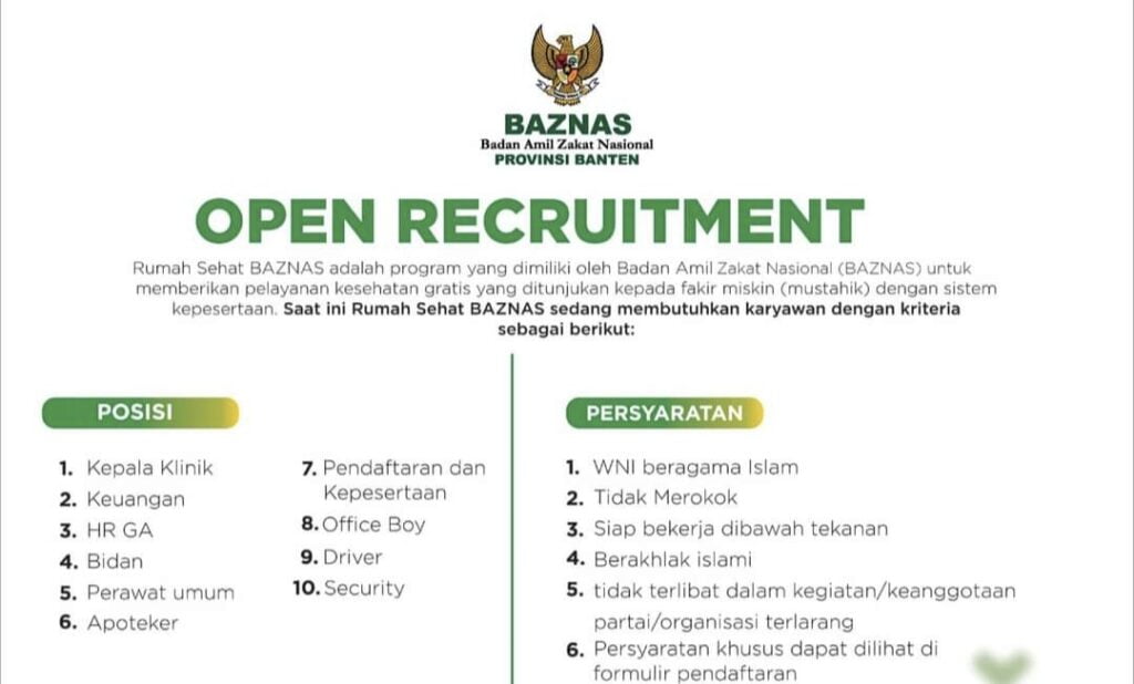 Flayer lowongan kerja baznas Banten